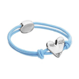 UNOde50 Blue Elastic Thread Silver Heart Charm Bracelet - Medium
