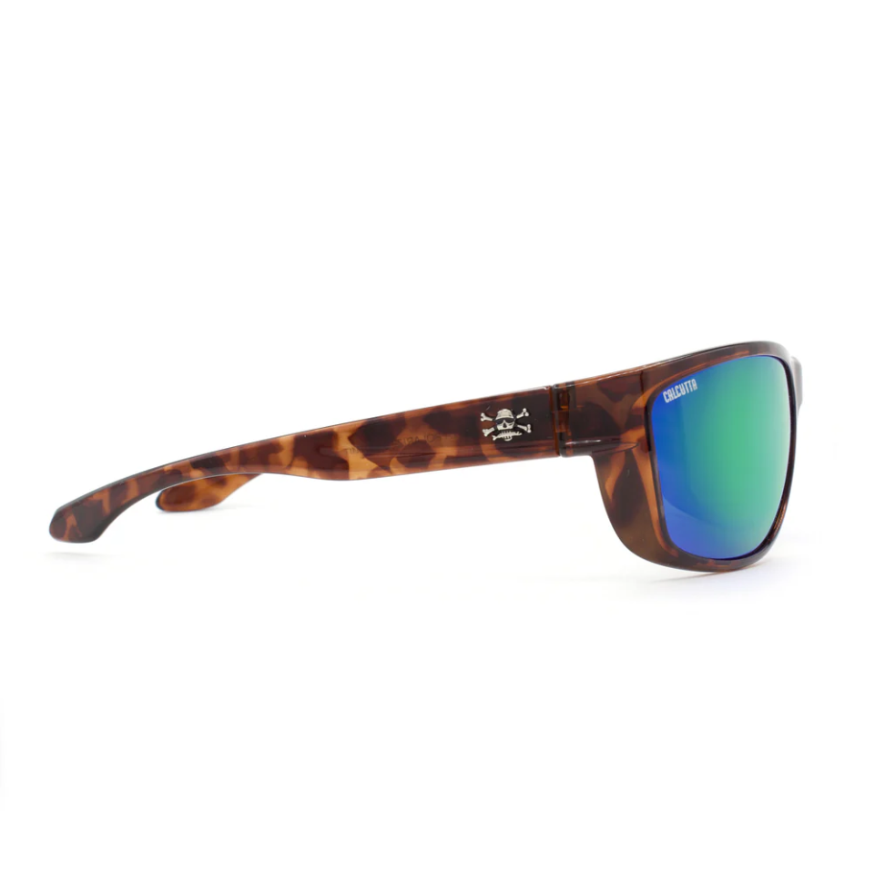 Calcutta Cross Tortoise Frames - Green Mirror Lens - Polarized Sunglasses