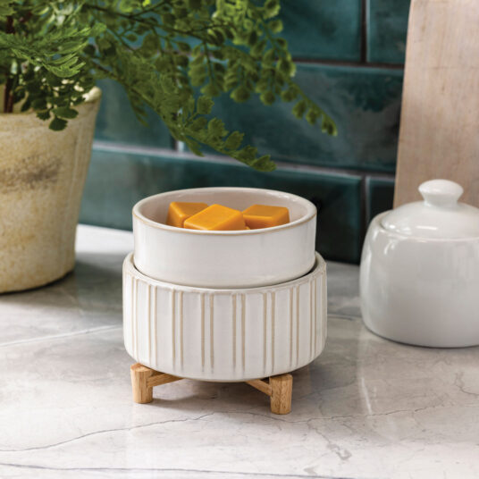 Candle Warmers Etc. Ceramic & Wood 2-In-1 Classic Fragrance Warmer