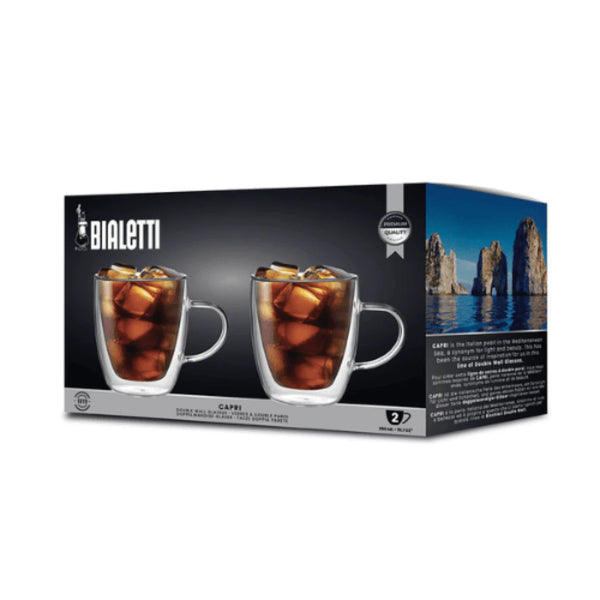 Bialetti Capri Double Walled Glass Mugs - Set of 2