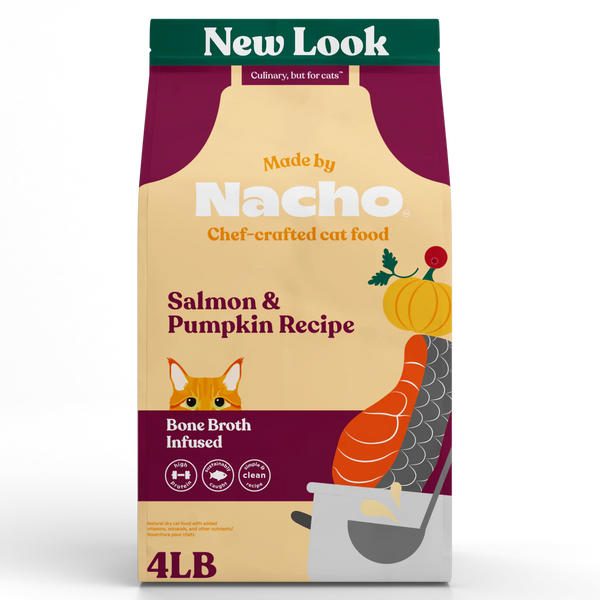Made By Nacho Bone Broth Infused Kibble Sustainably Caught Salmon & Pumpkin Recipe Cat Food - 4 lb.