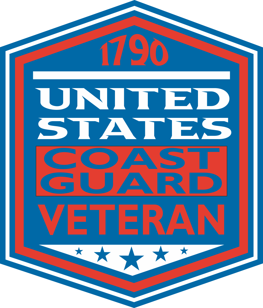 United States Coast Guard Veteran 1790 Hexagon Sticker