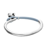 UNOde50 Semi-Rigid Silver & Blue Leather Butterfly Bracelet - Large