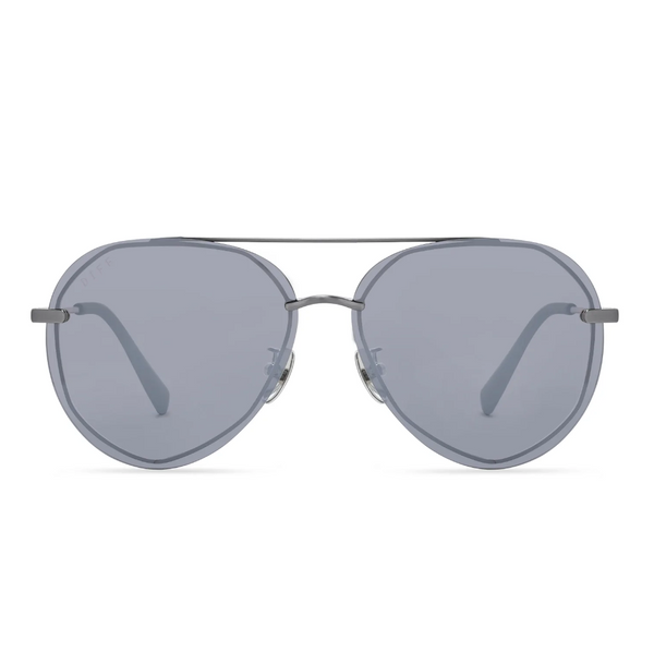 DIFF Charitable Eyewear Lenox - Brushed Silver Gray Mirror - Non-Polarized Sunglasses