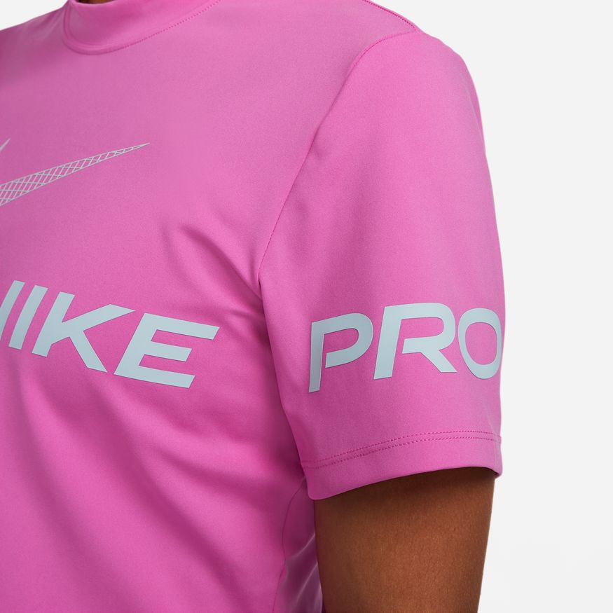 Nike Womens Pro Dri-FIT Short Sleeve Cropped Graphic Training Top