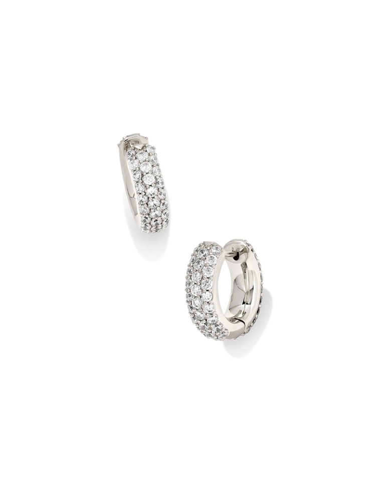 Kendra Scott Mikki Pave Huggie Earrings - Rhodium