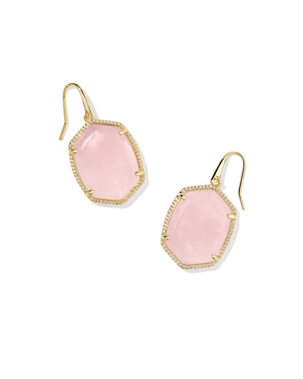 Kendra Scott Daphne Gold Pave Frame Drop Earrings