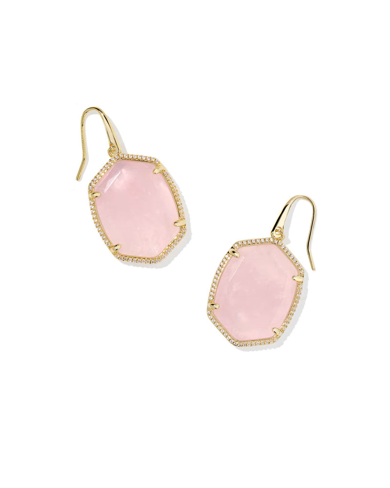 Kendra Scott Daphne Gold Pave Frame Drop Earrings