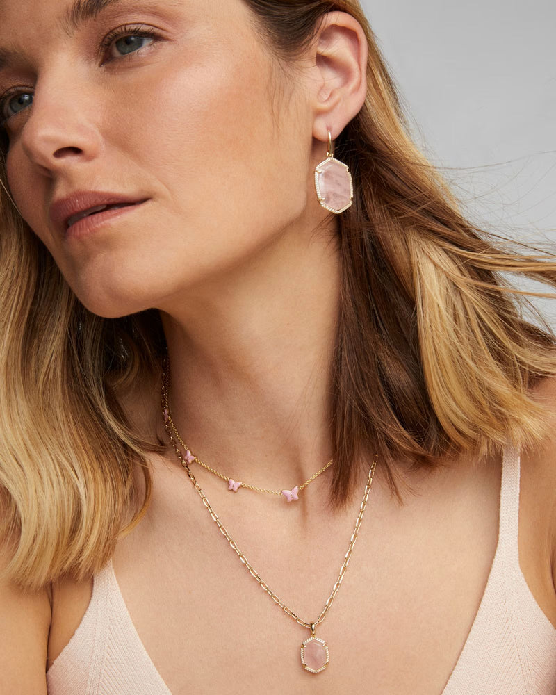 Kendra Scott Daphne Gold Pave Frame Drop Earrings