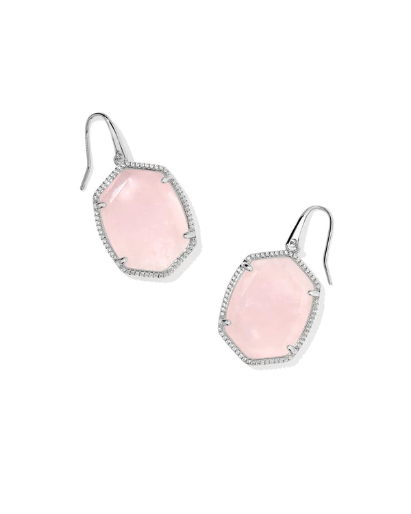 Kendra Scott Daphne Silver Pave Frame Drop Earrings