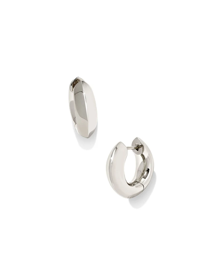 Kendra Scott Mikki Metal Huggie Earrings Rhodium ShopCGX