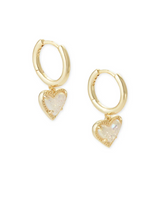 Kendra Scott Ari Heart Gold Huggie Earrings - Iridescent Drusy