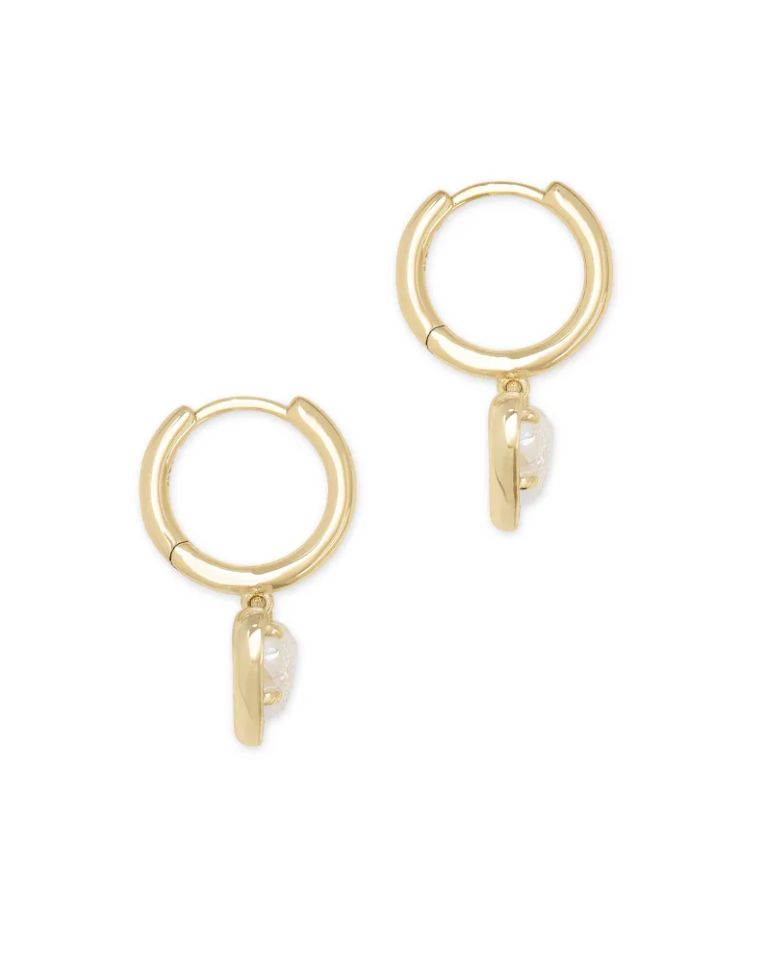 Kendra Scott Ari Heart Gold Huggie Earrings - Iridescent Drusy