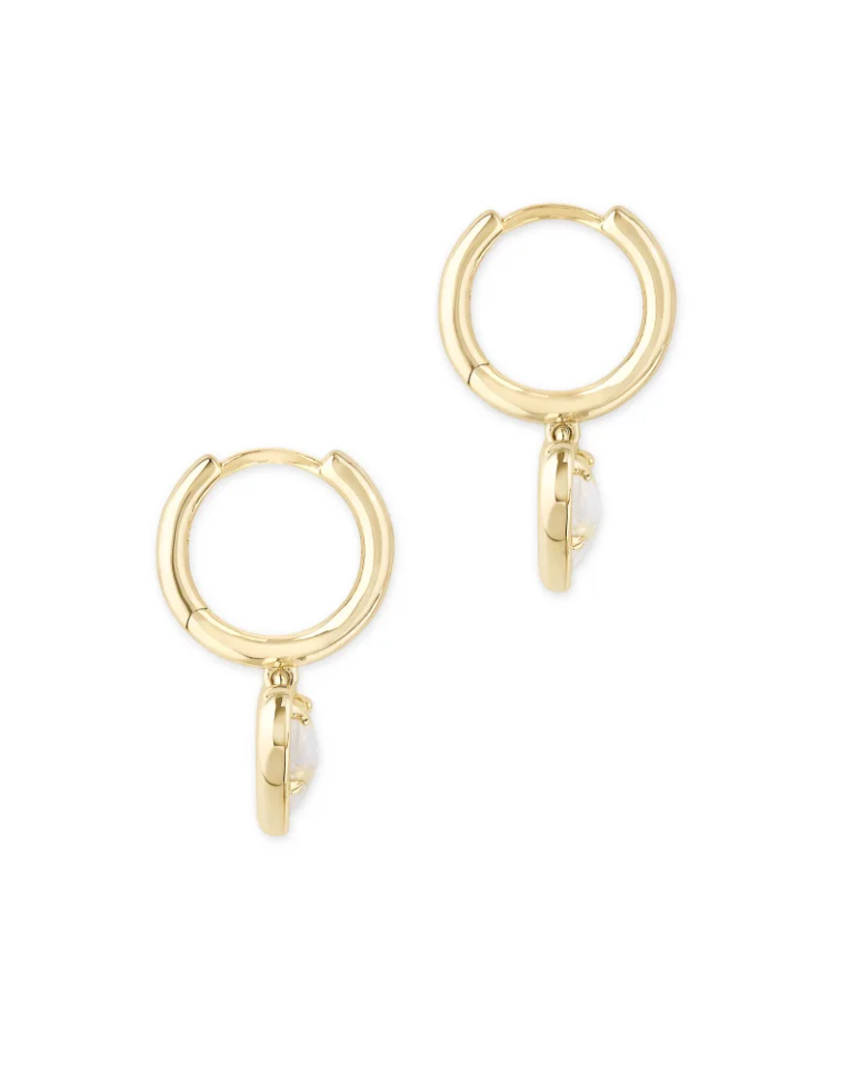 Kendra Scott Ari Heart Gold Huggie Earrings - Dichroic Glass