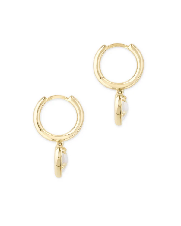 Kendra Scott Ari Heart Gold Huggie Earrings - Dichroic Glass