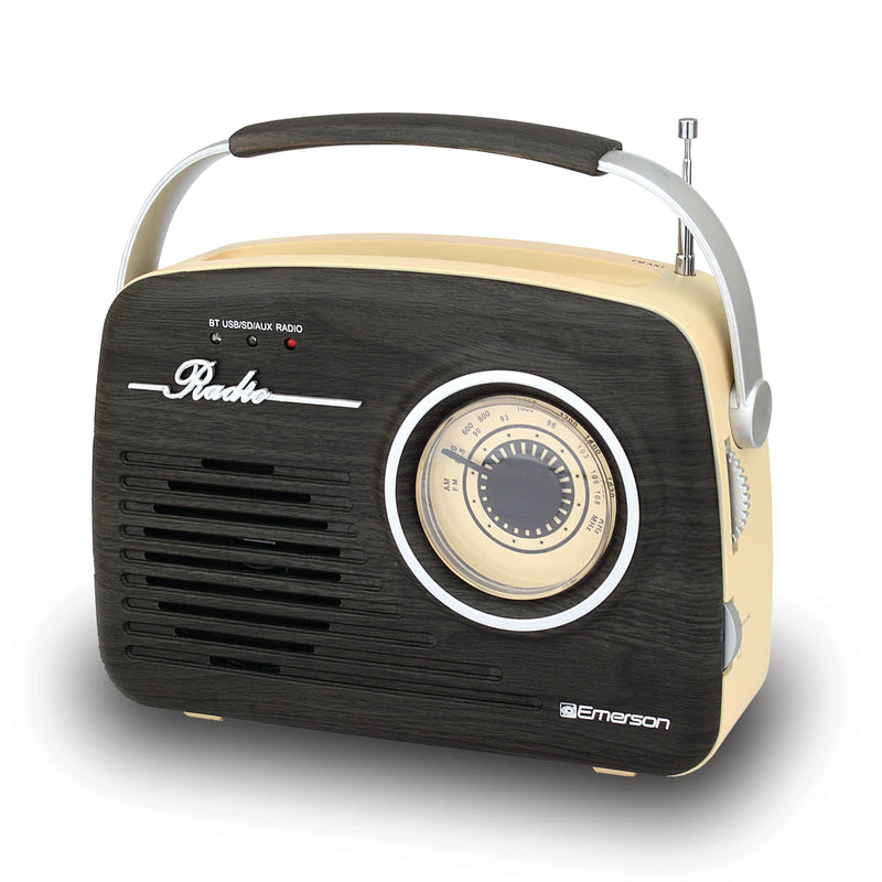 Emerson Portable Retro Radio with Built-In Rechargeable Battery