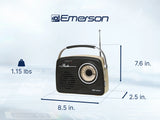 Emerson Portable Retro Radio with Built-In Rechargeable Battery
