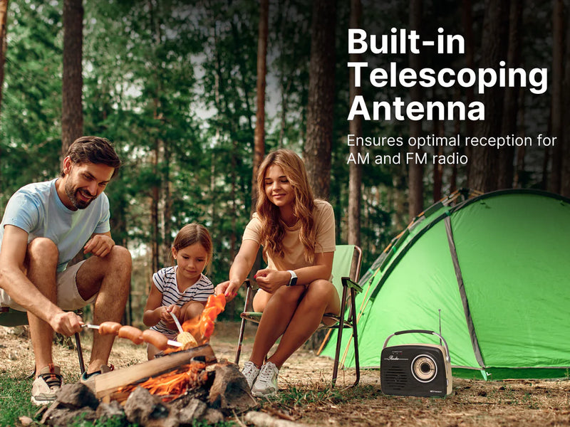 Emerson Portable Retro Radio with Built-In Rechargeable Battery