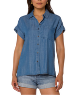 Velvet Heart Womens Edison Short Cuffed Sleeve Button-Up Shirt