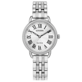 Citizen Womens Classic Coin Edge Eco-Drive Watch - Silver-Tone Stainless Steel Bracelet