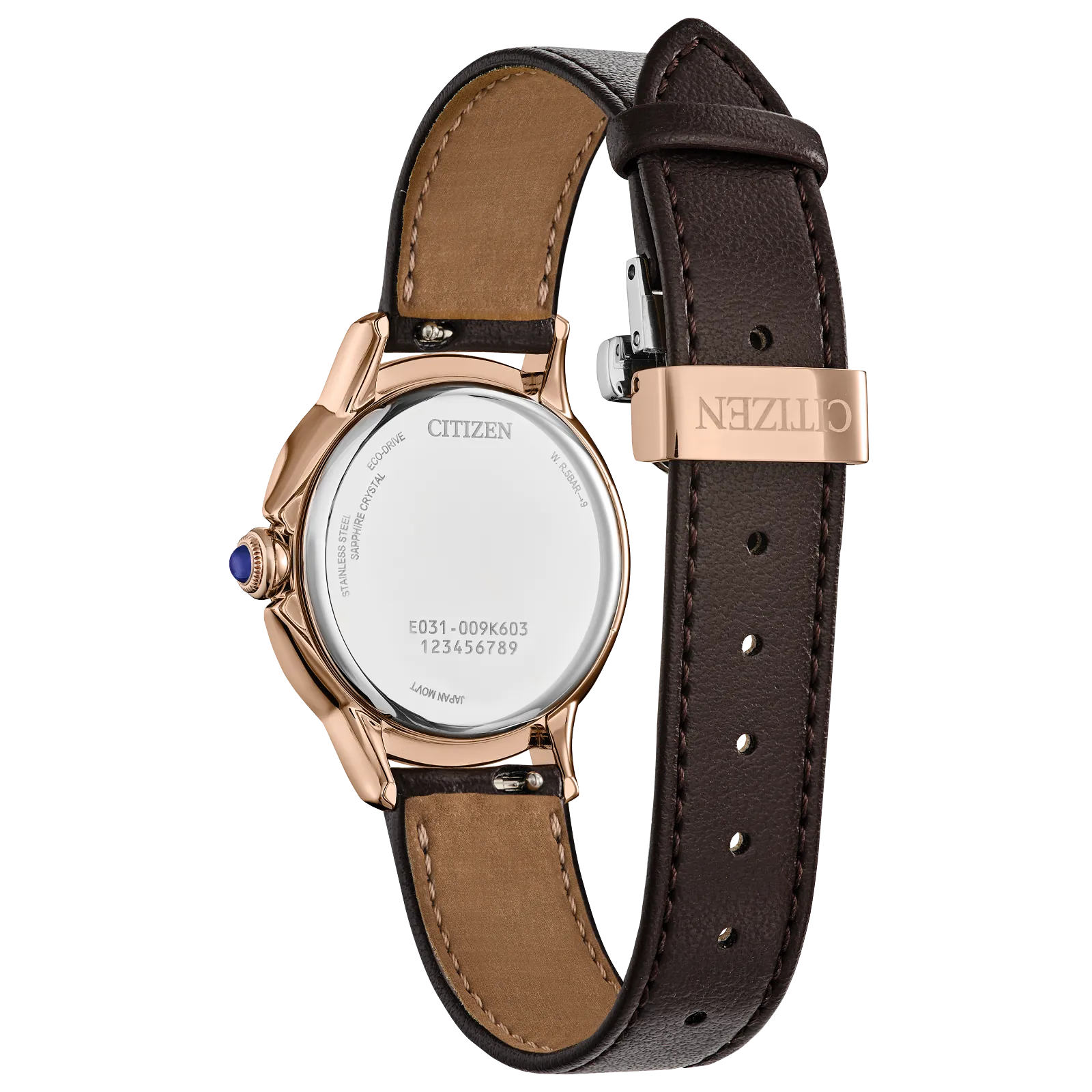 Citizen Womens Ceci Brown Eco-Drive Watch - Rose Gold-Tone Leather Watch