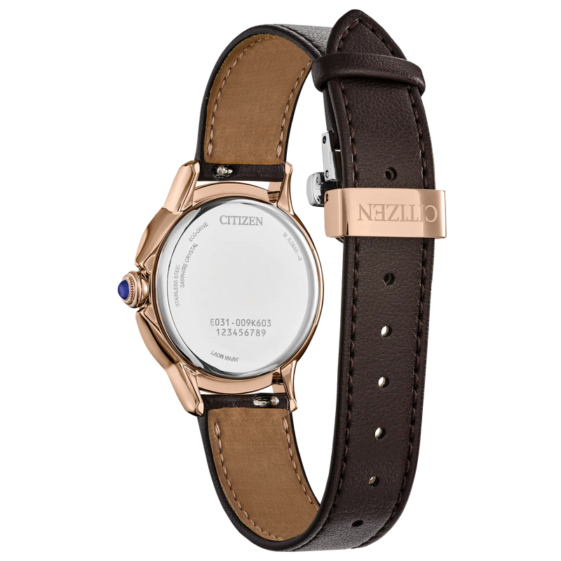 Citizen Womens Ceci Brown Eco-Drive Watch - Rose Gold-Tone Leather Watch