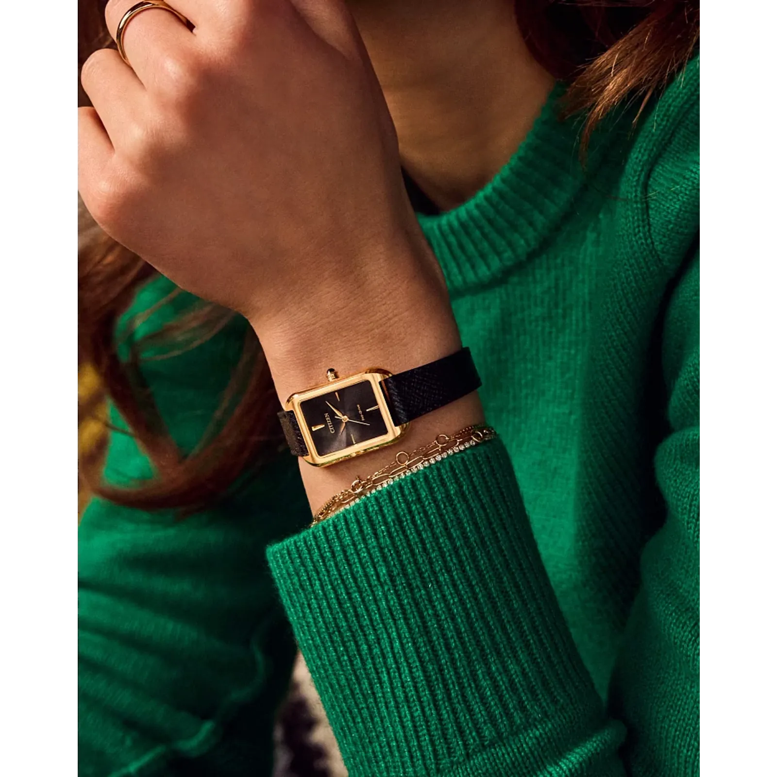 Citizen Women's Dress Classic Watch - Black Leather Strap Bracelet