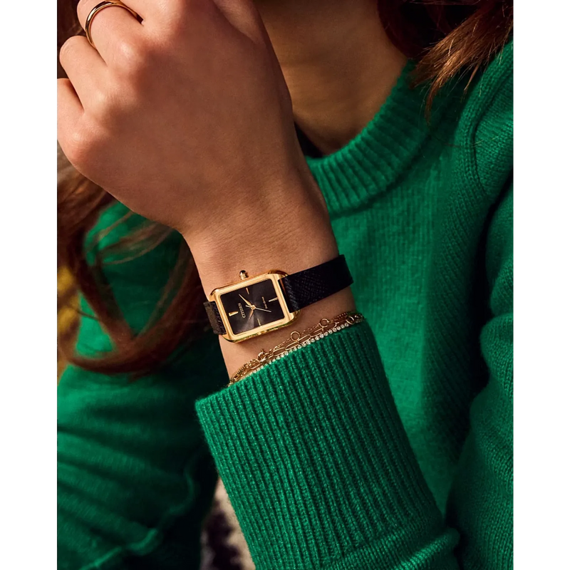 Citizen Women's Dress Classic Watch - Black Leather Strap Bracelet
