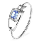 UNOde50 Silver & Blue Faceted Crystal Semi-Rigid Bracelet - Medium