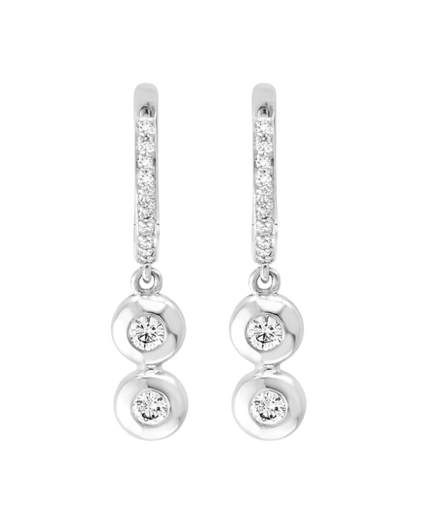 Effy 14K White Gold Diamond Huggie Drop Earrings