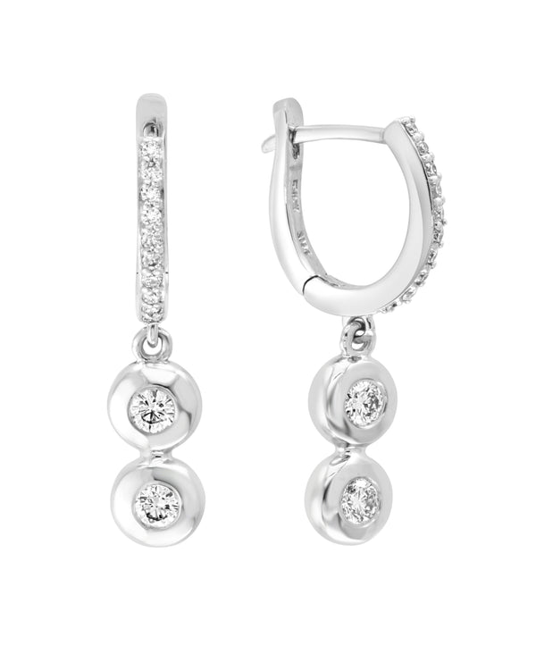 Effy 14K White Gold Diamond Huggie Drop Earrings