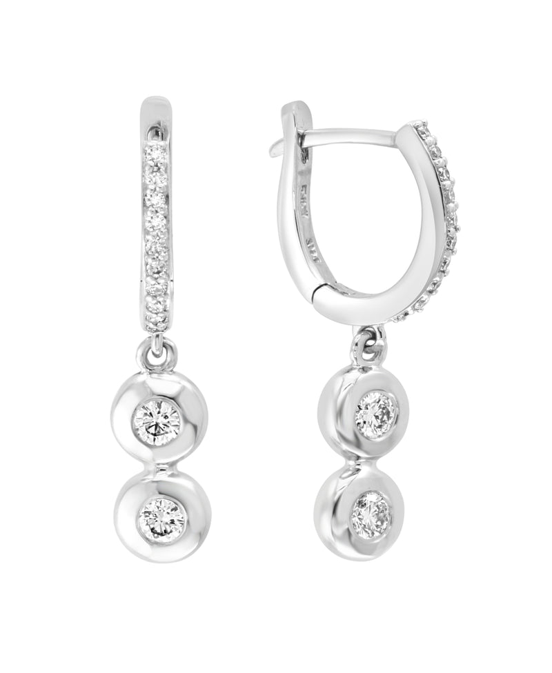 Effy 14K White Gold Diamond Huggie Drop Earrings