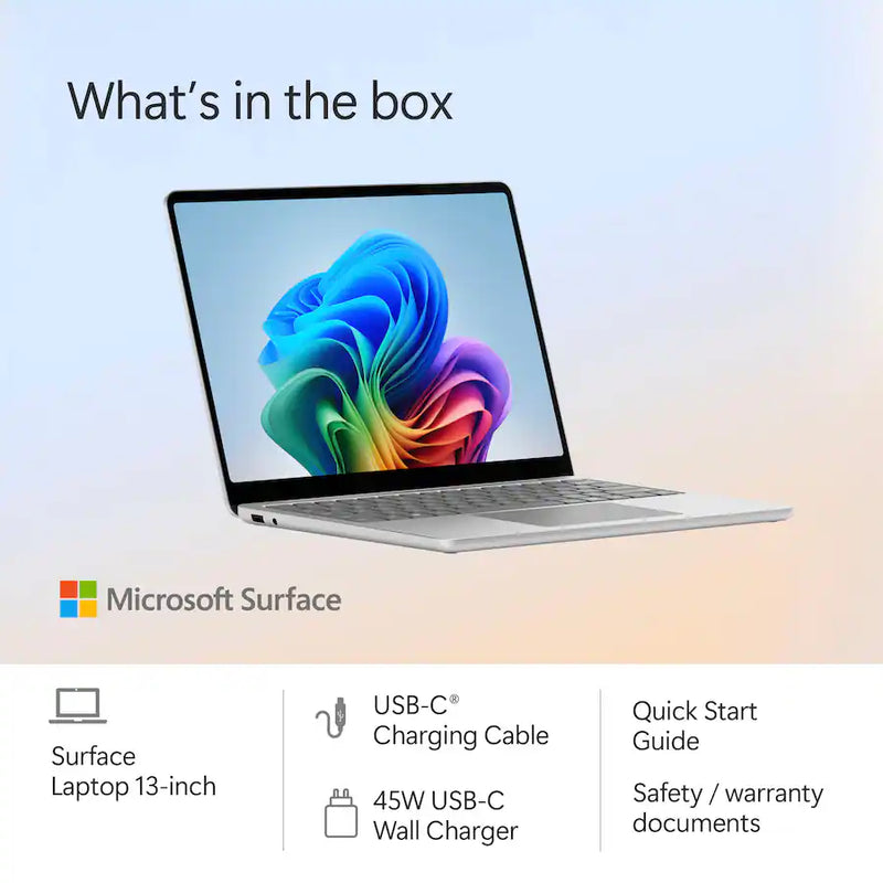 Microsoft Surface Laptop Copilot+ PC 13, Snapdragon X Plus 8-Core, 16GB RAM, 512GB UFS, Platinum