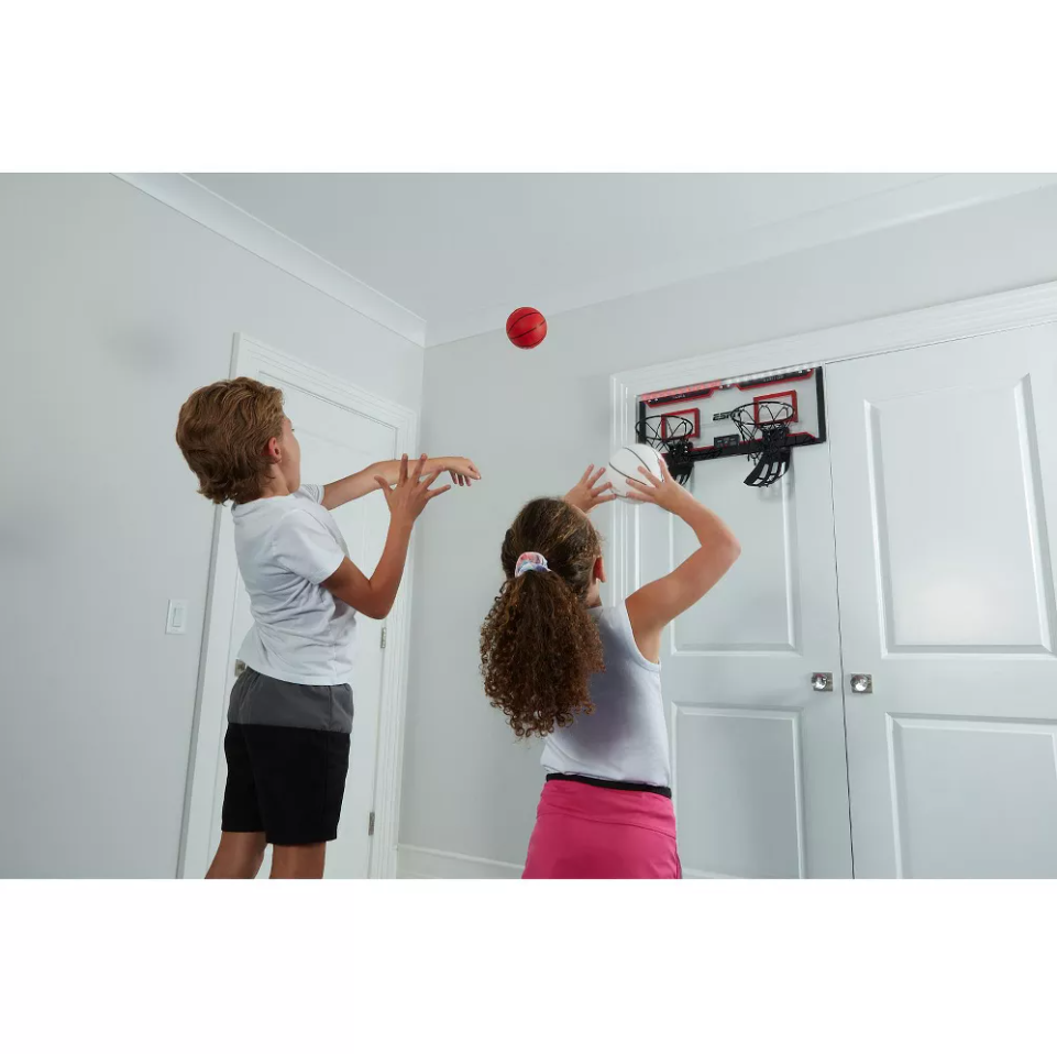 ESPN Dual Over The Door Basketball Hoop with 4 Mini Basketballs and Pump