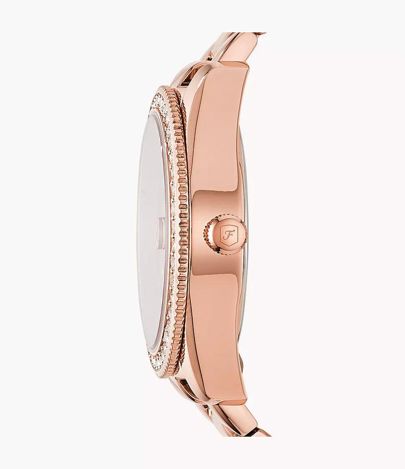 Fossil Scarlette Mini Three-Hand Date Rose Gold-Tone Stainless Steel Watch