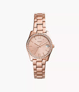 Fossil Scarlette Mini Three-Hand Date Rose Gold-Tone Stainless Steel Watch