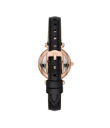 Fossil Womens Carlie Mini Three-Hand Black Leather Watch