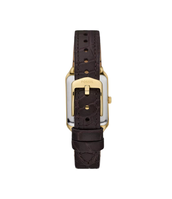 Fossil Womens Raquel Three-Hand Date Brown Croco LiteHide Leather Watch