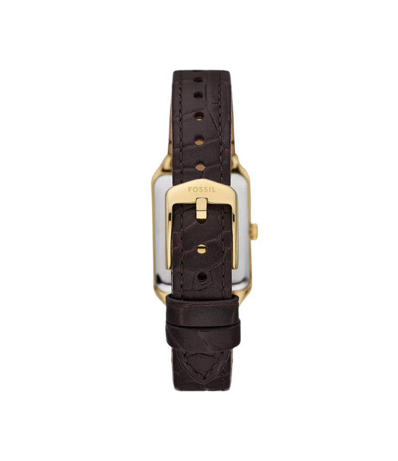 Fossil Womens Raquel Three-Hand Date Brown Croco LiteHide Leather Watch