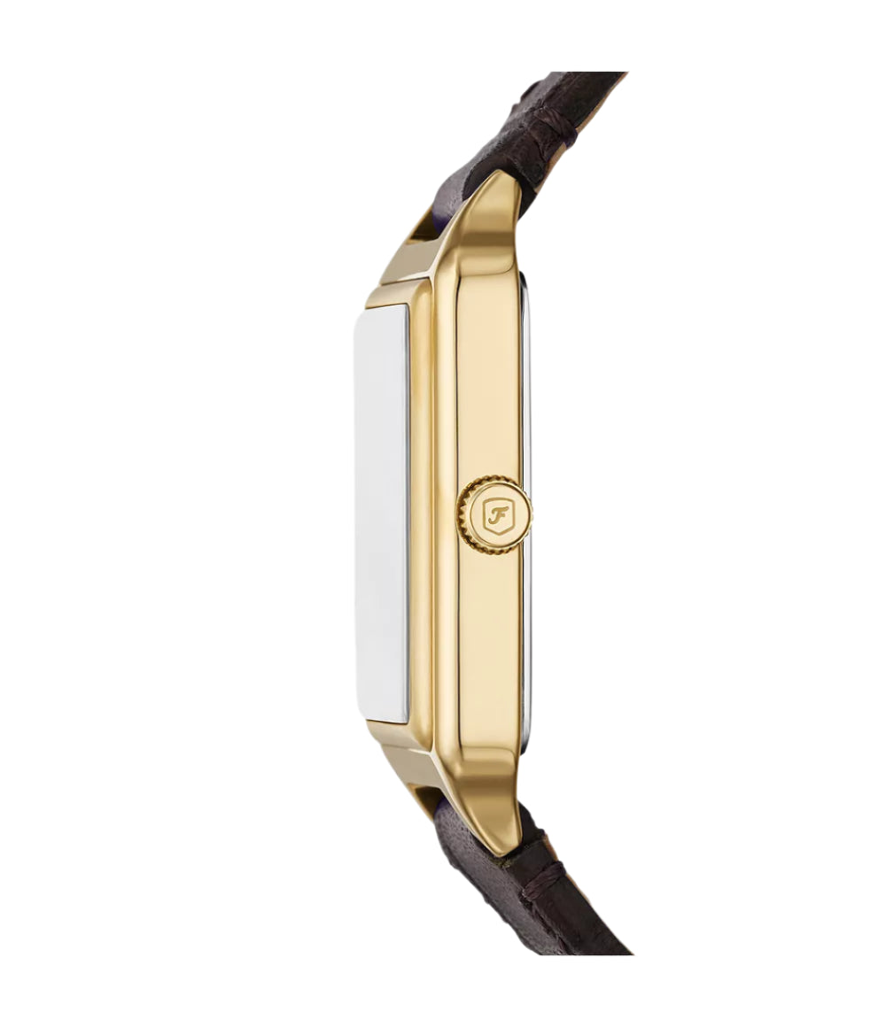 Fossil Womens Raquel Three-Hand Date Brown Croco LiteHide Leather Watch