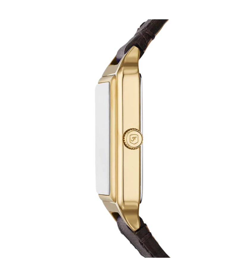 Fossil Womens Raquel Three-Hand Date Brown Croco LiteHide Leather Watch