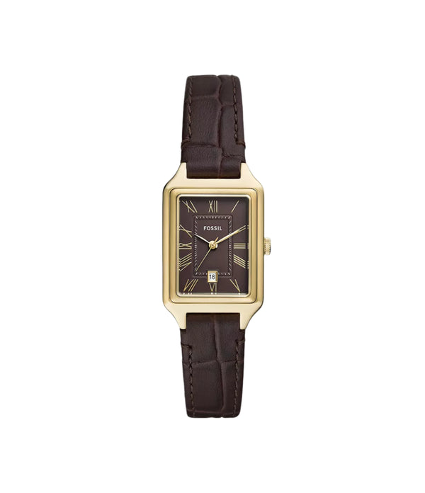 Fossil Womens Raquel Three-Hand Date Brown Croco LiteHide Leather Watch