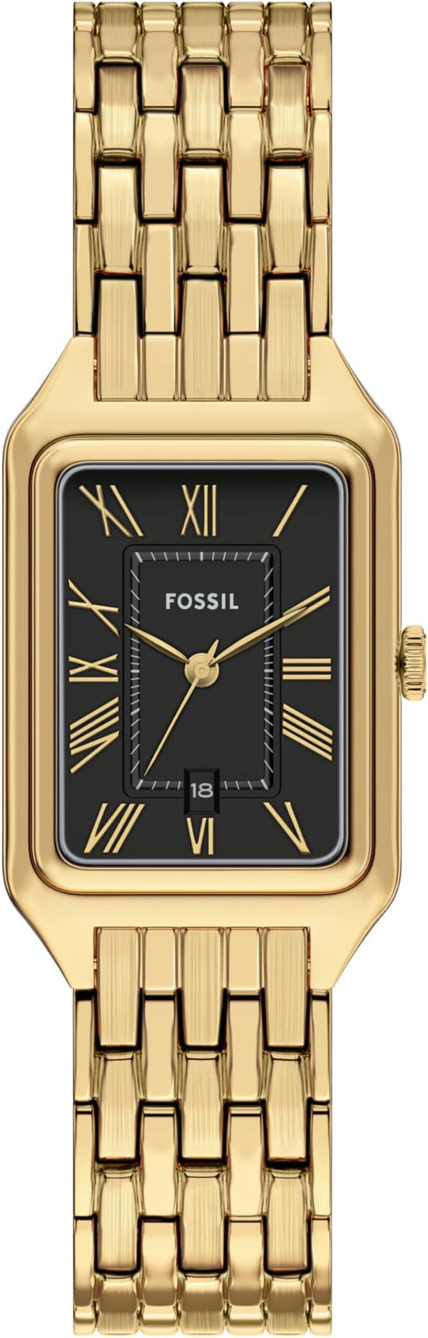 Fossil Womens Raquel Three-Hand Date Gold-Tone Stainless Steel Watch