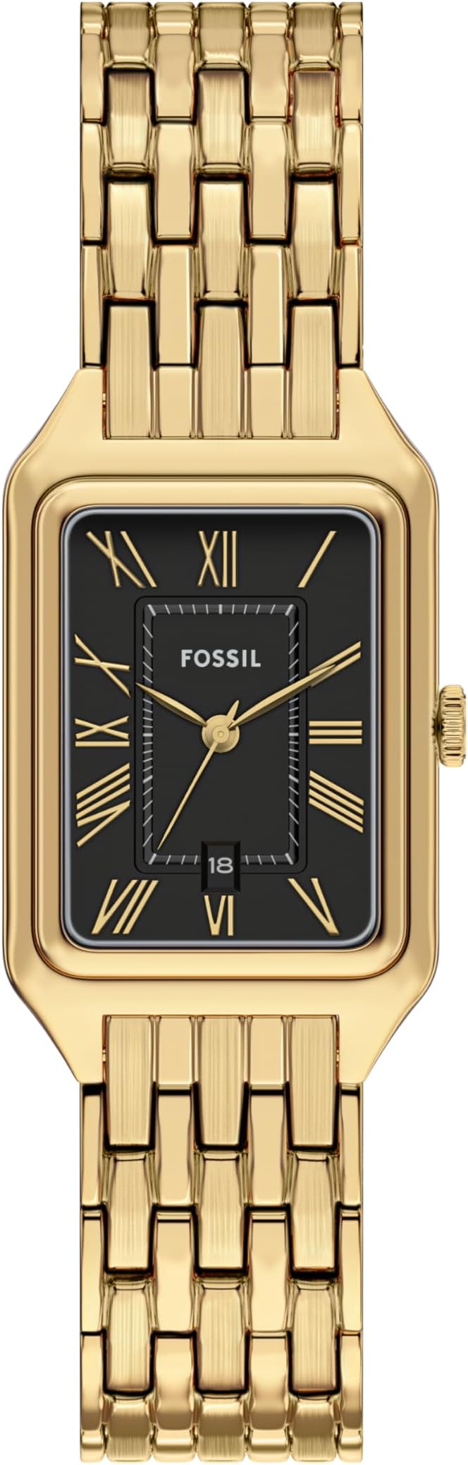 Fossil Womens Raquel Three-Hand Date Gold-Tone Stainless Steel Watch