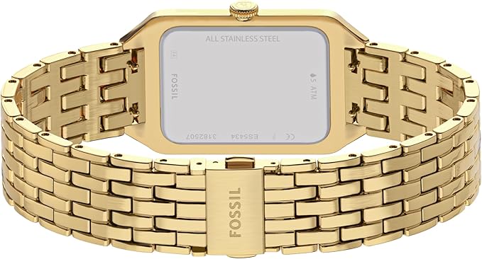 Fossil Womens Raquel Three-Hand Date Gold-Tone Stainless Steel Watch