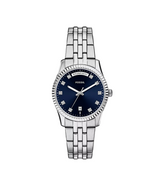 Fossil Womens Scarlette Three-Hand Day-Date Stainless Steel Watch