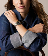 Fossil Womens Scarlette Three-Hand Day-Date Two-Tone Stainless Steel Watch