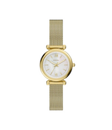 Fossil Womens Carlie Mini Three-Hand Gold-Tone Stainless Steel Watch
