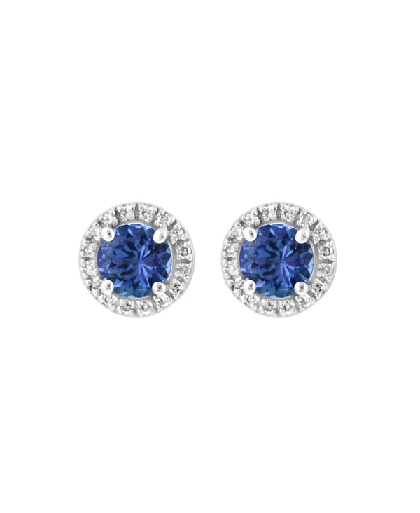 Effy 14K White Gold Tanzanite & Diamond Stud Earrings