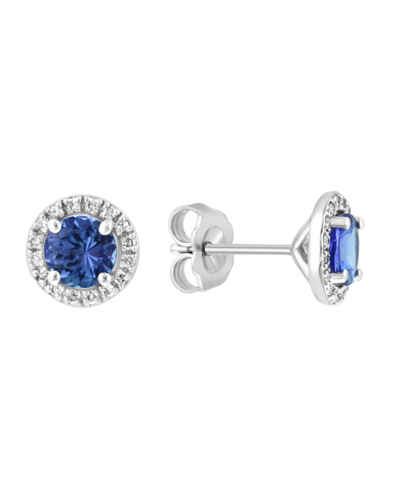 Effy 14K White Gold Tanzanite & Diamond Stud Earrings